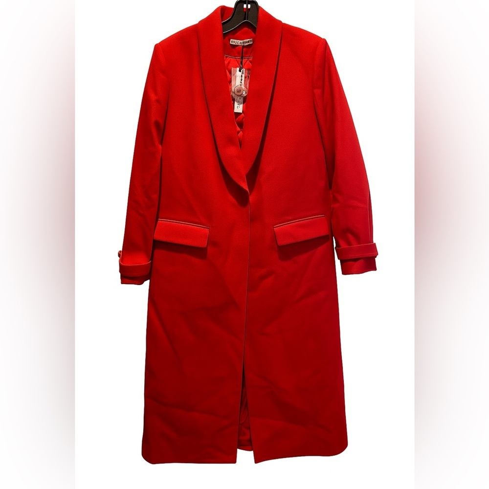 Alice + Olivia Red Wool Double Lapel Coat XS NWT Luxury Designer Statement - Picture 6 of 12